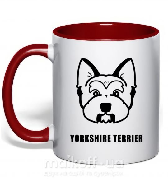 Чашка з кольоровою ручкою Yorkshire terrier Червоний фото