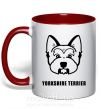 Чашка с цветной ручкой Yorkshire terrier Красный фото