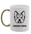 Чашка с цветной ручкой Yorkshire terrier Золото фото