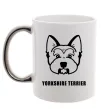 Чашка с цветной ручкой Yorkshire terrier Серебро фото