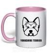 Чашка з кольоровою ручкою Yorkshire terrier Ніжно рожевий фото