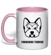 Чашка с цветной ручкой Yorkshire terrier Нежно розовый фото