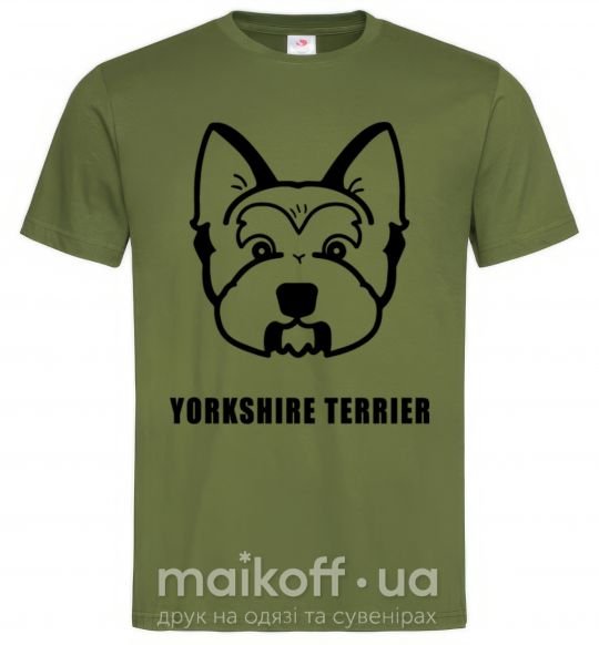 Мужская футболка Yorkshire terrier Оливковый фото
