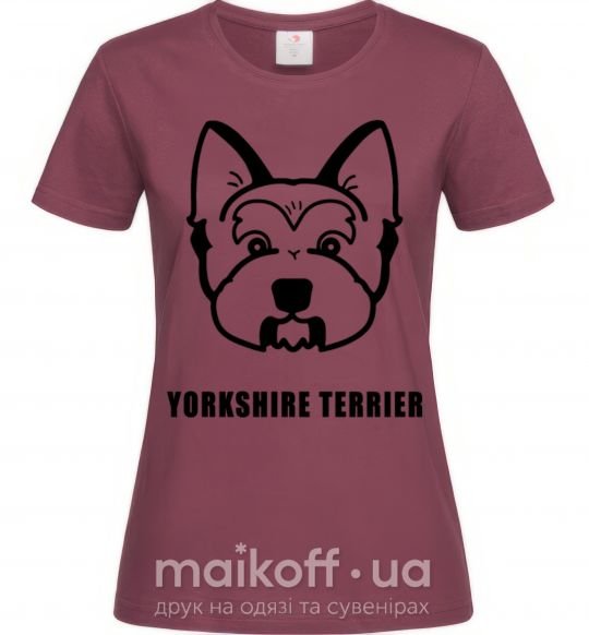 Женская футболка Yorkshire terrier Бордовый фото