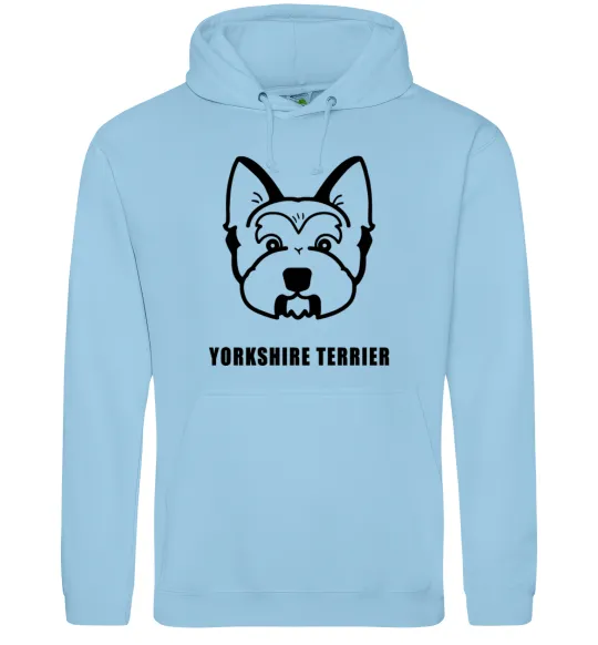 Мужская толстовка (худи) Yorkshire terrier Голубой фото