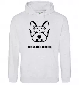 Женская толстовка (худи) Yorkshire terrier Серый меланж фото