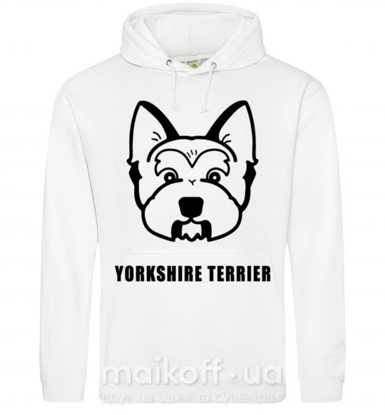 Чоловіча толстовка (худі) Yorkshire terrier Білий фото