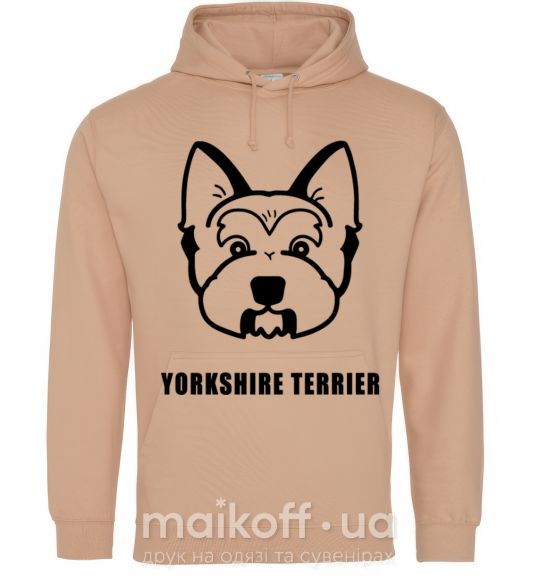 Женская толстовка (худи) Yorkshire terrier Песочный фото