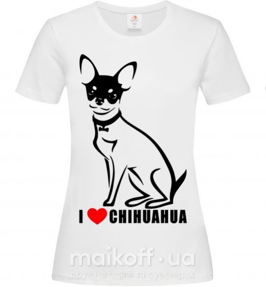 Женская футболка I love chihuahua Белый фото