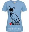 Женская футболка I love chihuahua Голубой фото