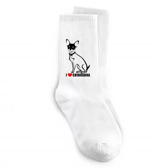 Шкарпетки I love chihuahua Білий фото