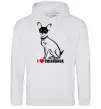 Мужская толстовка (худи) I love chihuahua Серый меланж фото