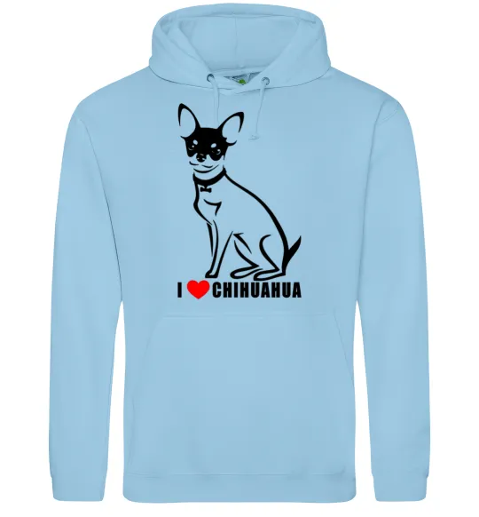 Мужская толстовка (худи) I love chihuahua Голубой фото