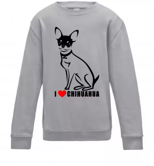 Дитячий світшот I love chihuahua Сірий меланж фото