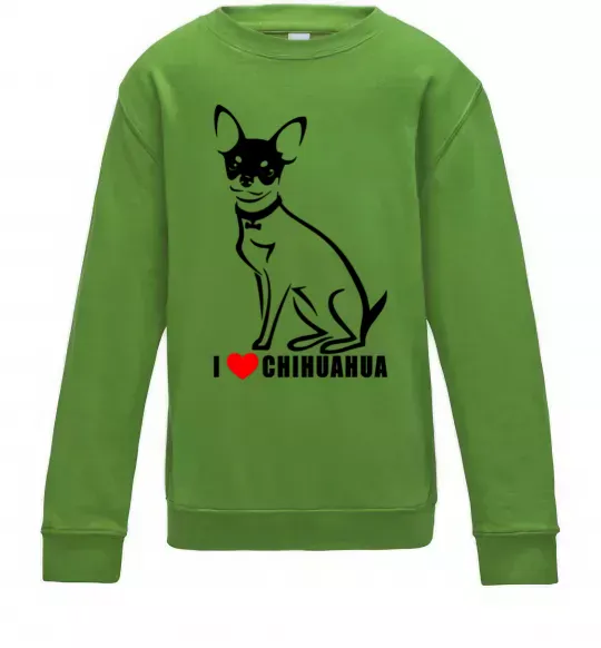 Дитячий світшот I love chihuahua Лаймовий фото