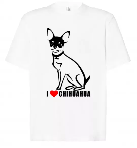 Футболка Оверсайз I love chihuahua Білий фото