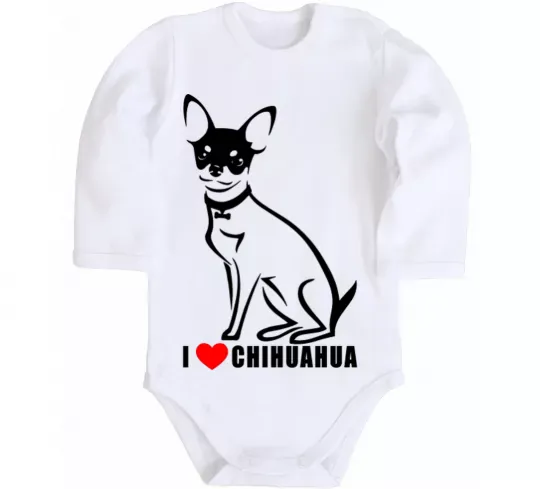 Дитячий бодік I love chihuahua Білий фото