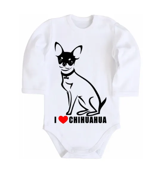 Детский боди I love chihuahua Белый фото