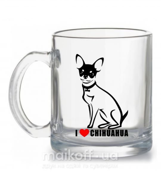 Чашка стеклянная I love chihuahua Прозрачный фото