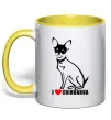 Чашка с цветной ручкой I love chihuahua Солнечно желтый Чашка с цветной ручкой I love chihuahua Солнечно желтый фото