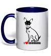 Чашка с цветной ручкой I love chihuahua Глубокий темно-синий Чашка с цветной ручкой I love chihuahua Глубокий темно-синий фото
