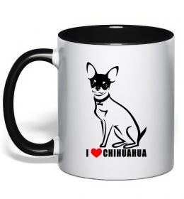 Чашка з кольоровою ручкою I love chihuahua Чашка з кольоровою ручкою I love chihuahua