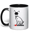 Чашка с цветной ручкой I love chihuahua Черный Чашка с цветной ручкой I love chihuahua Черный фото