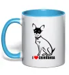 Чашка с цветной ручкой I love chihuahua Голубой Чашка с цветной ручкой I love chihuahua Голубой фото