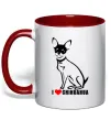 Чашка с цветной ручкой I love chihuahua Красный Чашка с цветной ручкой I love chihuahua Красный фото