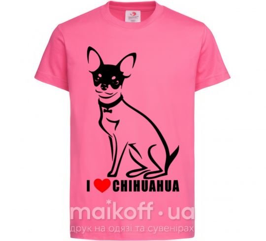 Дитяча футболка I love chihuahua Яскраво-рожевий фото