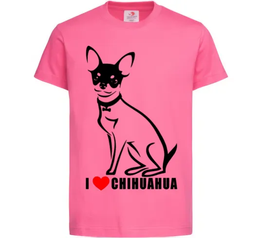 Дитяча футболка I love chihuahua Яскраво-рожевий фото