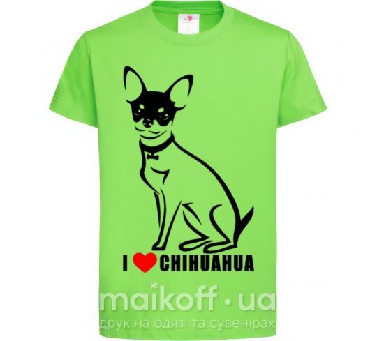 Дитяча футболка I love chihuahua Лаймовий фото