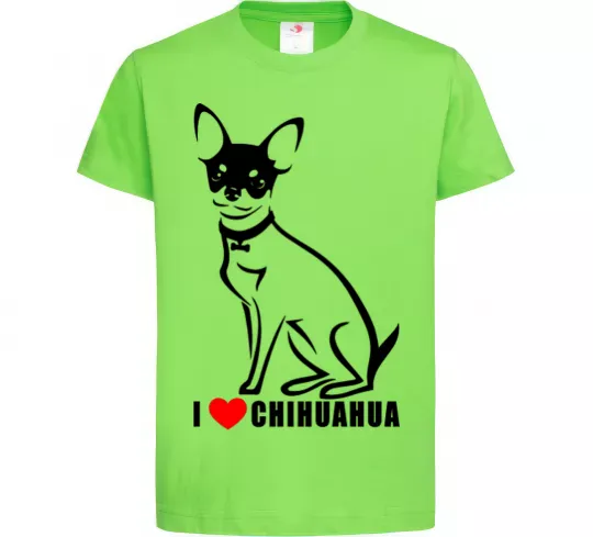 Дитяча футболка I love chihuahua Лаймовий фото