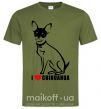 Мужская футболка I love chihuahua Оливковый фото