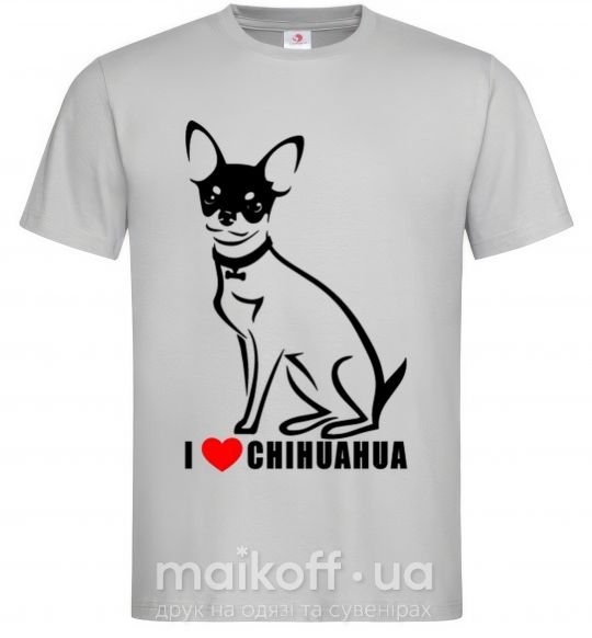 Мужская футболка I love chihuahua Серый фото