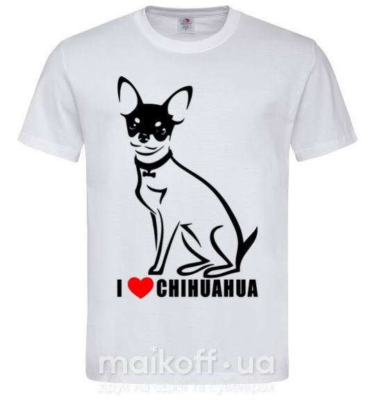 Мужская футболка I love chihuahua Белый фото