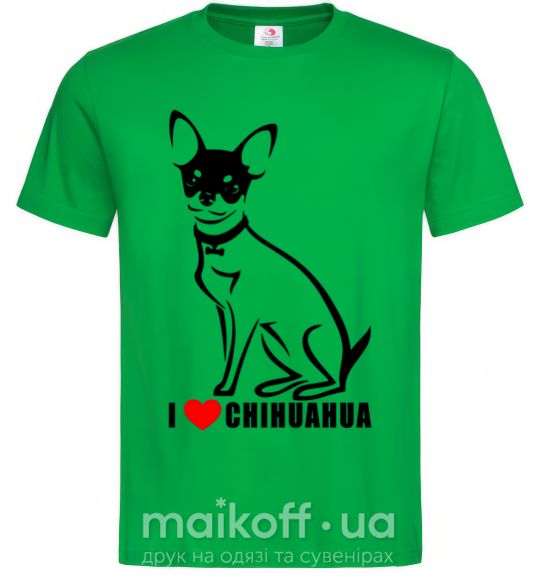Мужская футболка I love chihuahua Зеленый фото