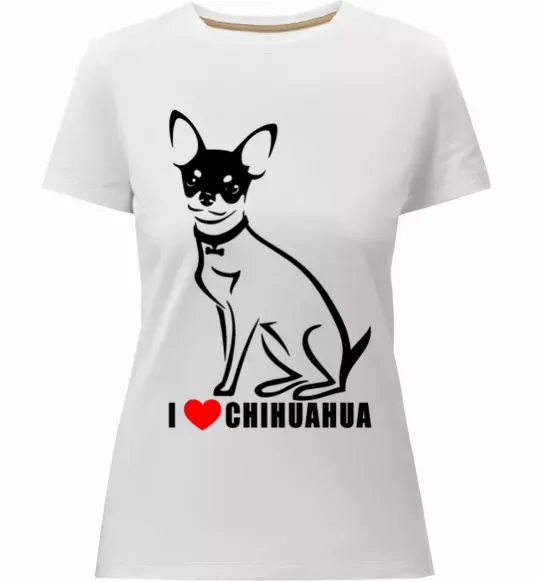 Женская премиум футболка I love chihuahua Белый фото
