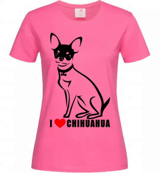 Женская футболка I love chihuahua Ярко-розовый фото