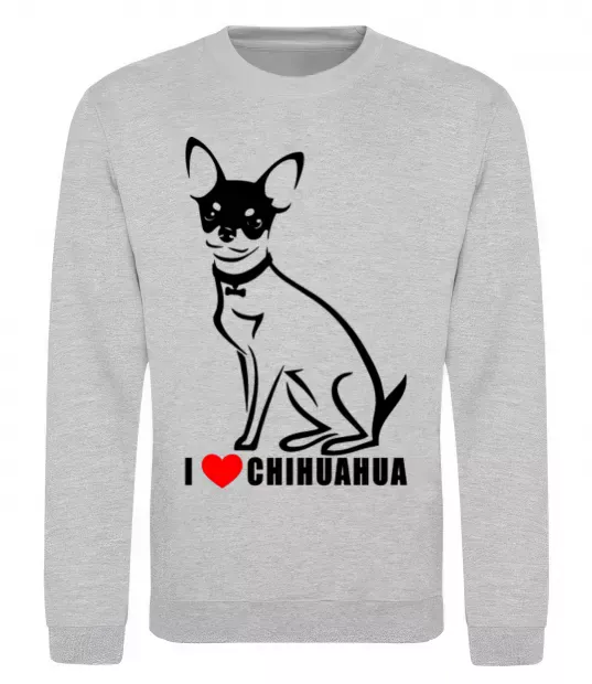 Світшот I love chihuahua Сірий меланж фото