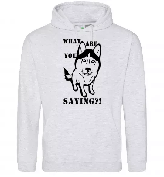 Чоловіча толстовка (худі) What are you saying Сірий меланж фото