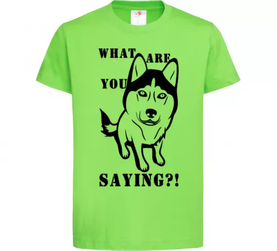 Детская футболка What are you saying Лаймовый фото
