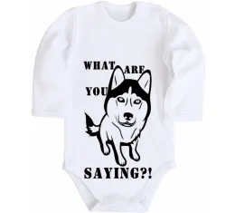 Дитячий бодік What are you saying Білий фото