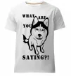 Чоловіча преміум футболка What are you saying Білий фото