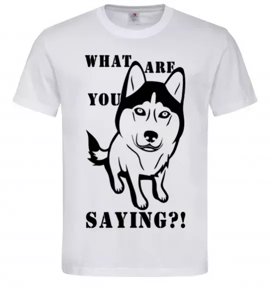 Мужская футболка What are you saying Белый фото