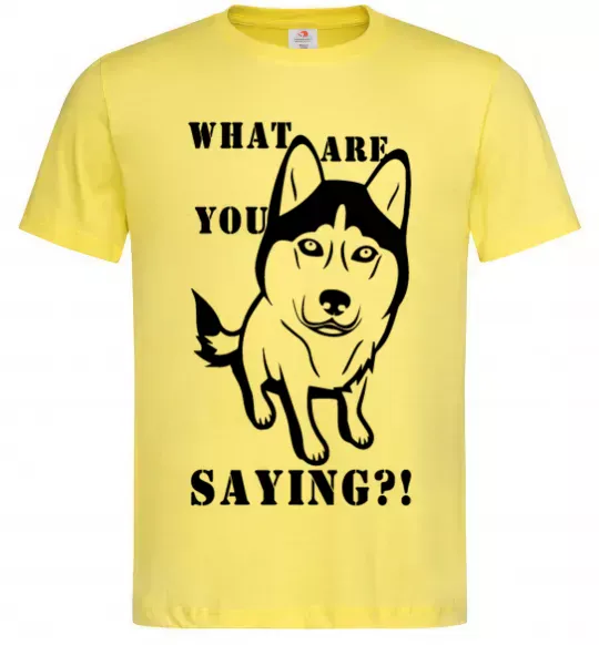 Мужская футболка What are you saying Лимонный фото