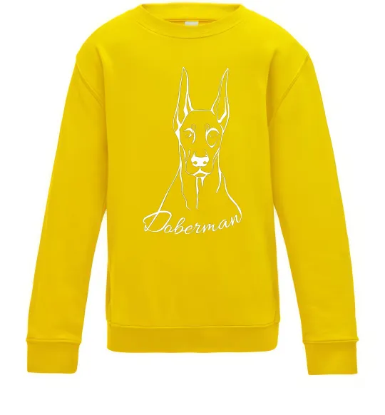Детский Свитшот Doberman White Солнечно желтый фото