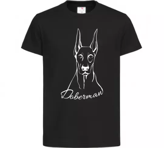 Детская футболка Doberman White Черный фото