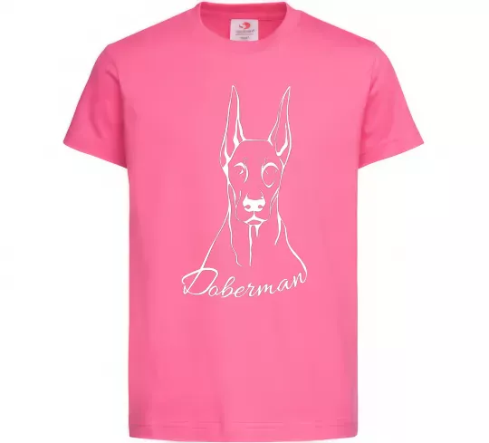 Детская футболка Doberman White Ярко-розовый фото