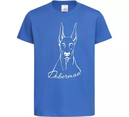 Детская футболка Doberman White Ярко-синий фото